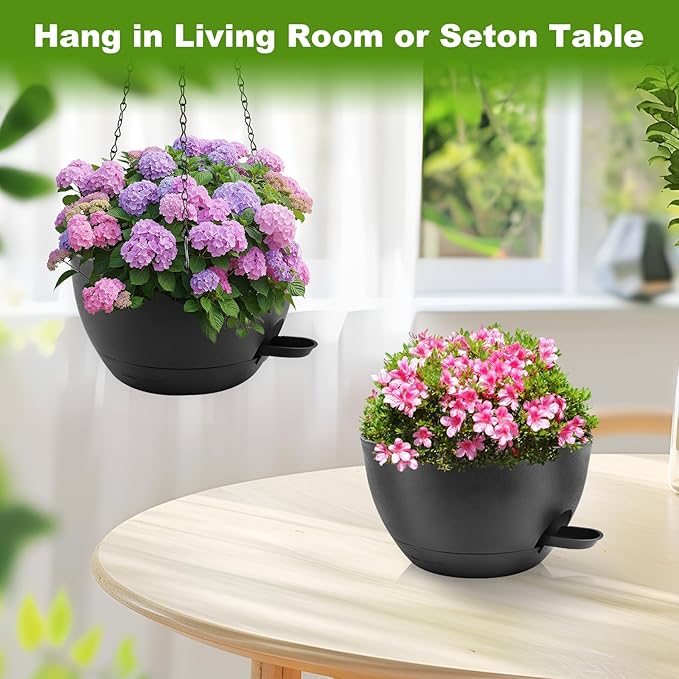 10 inch Hanging Planters for Indoor Plants, 3 Pack Self-Watering Hanging - Image 8