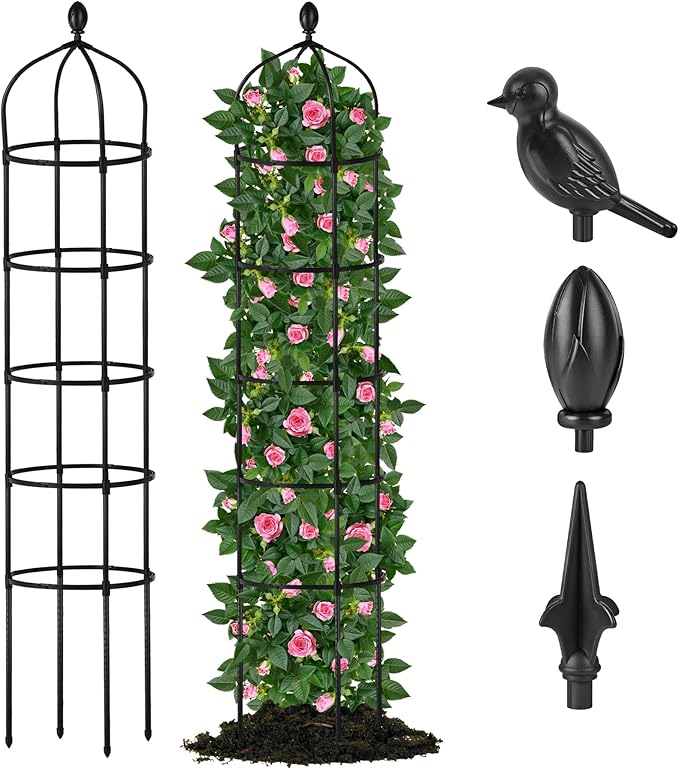 Garden Obelisk Trellis for Climbing Plants Outdoor 6.7 Ft Rose Bush Round by Miuwauer