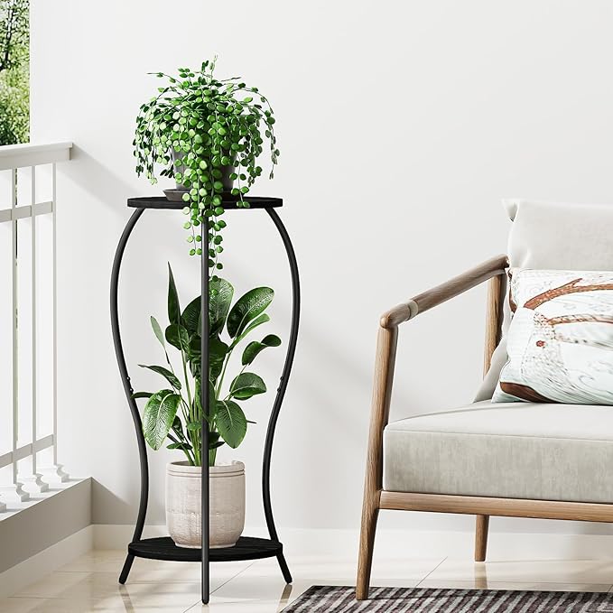 Plant Stand Indoor, 2 Tier Round Tall Plant Stand, Flower Pot Stand, Plant - Image 5