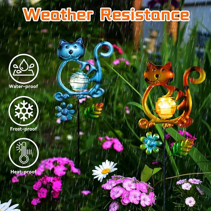 Solar Garden Lights Outdoor Decor, 26.4''H Cat Figurine Lights, Waterproof - Image 5