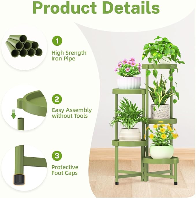 iDavosic.ly 5 Tier Folding Plant Stand Indoor Outdoor - Image 4