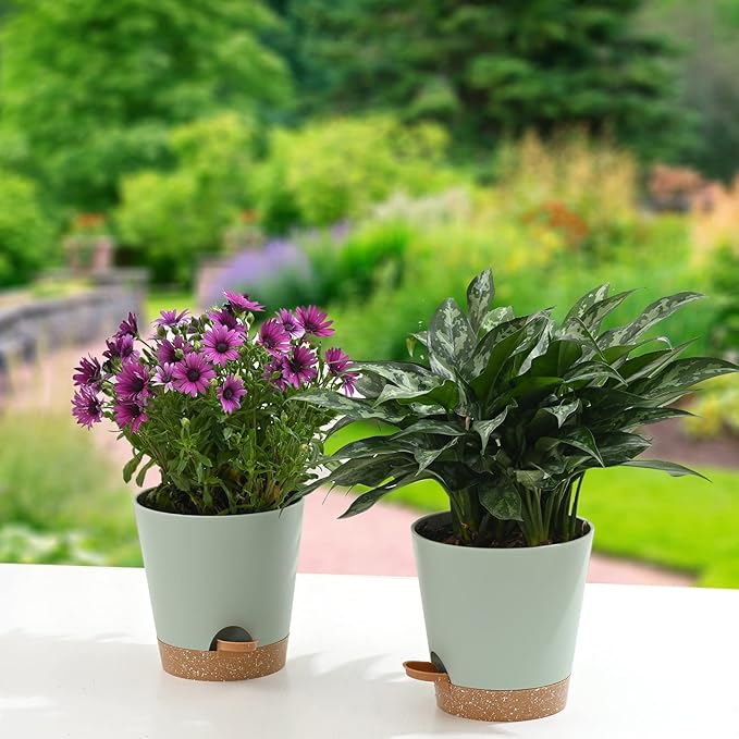Plant Pots 6 PCS 5 inch Self Watering Planters High Drainage Flowers Pot - Image 7