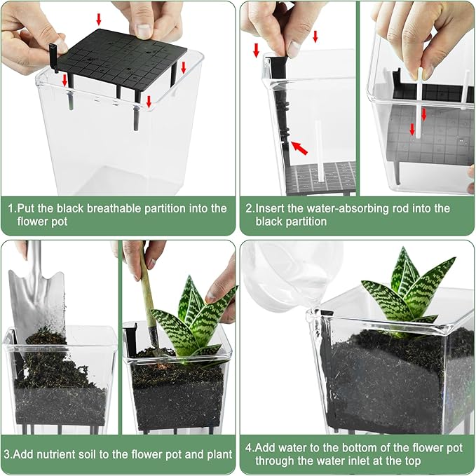 Self Watering Pots Set, 3 Pack 5/4.1/2.7 Inch Self Watering Pot - Image 9