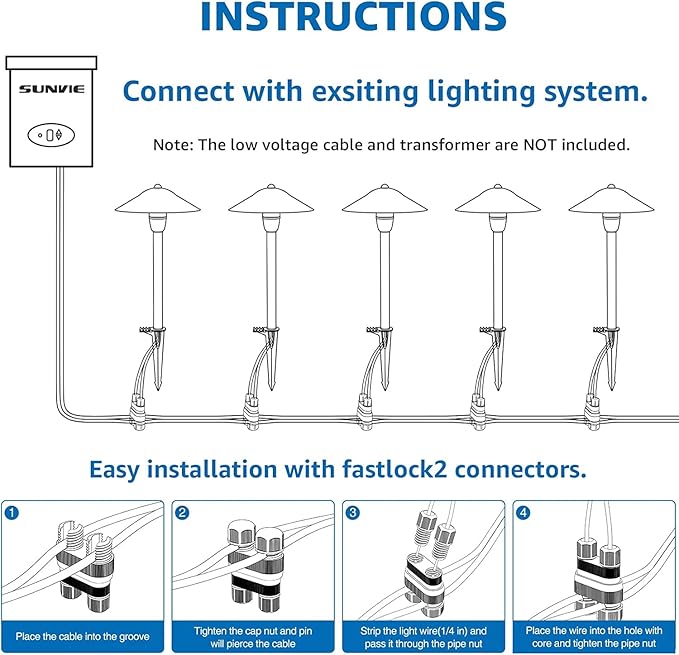 SUNVIE LED Pathway Lights Low Voltage 12-24V 3W Landscape Lighting, 3000K Low - Image 6