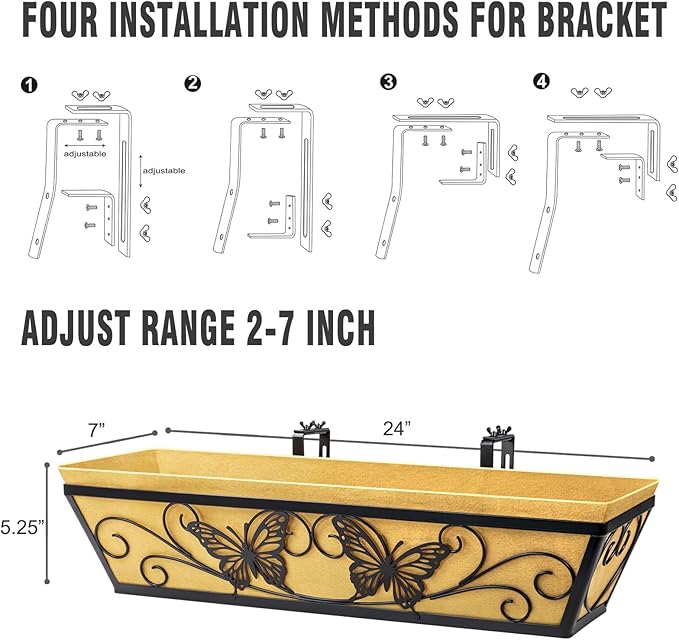 4 Pack 24 Inch Window Boxes Planter Railing Planters Box - Image 5