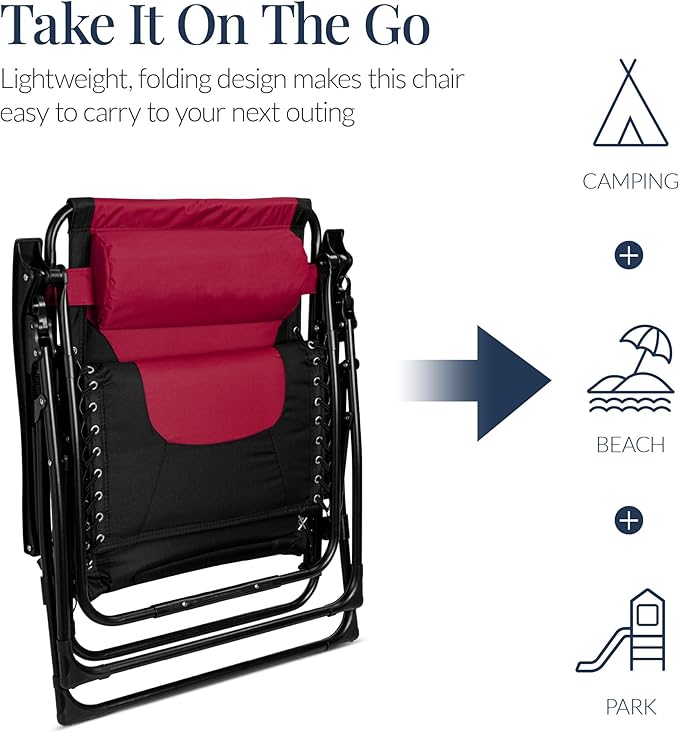 Best Choice Products Oversized Padded Zero Gravity Chair, Folding Outdoor Patio - Image 7