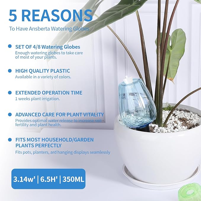 8 Pcs Plant Watering Globes Self Watering Planter Insert Plants Top Fill Water - Image 2