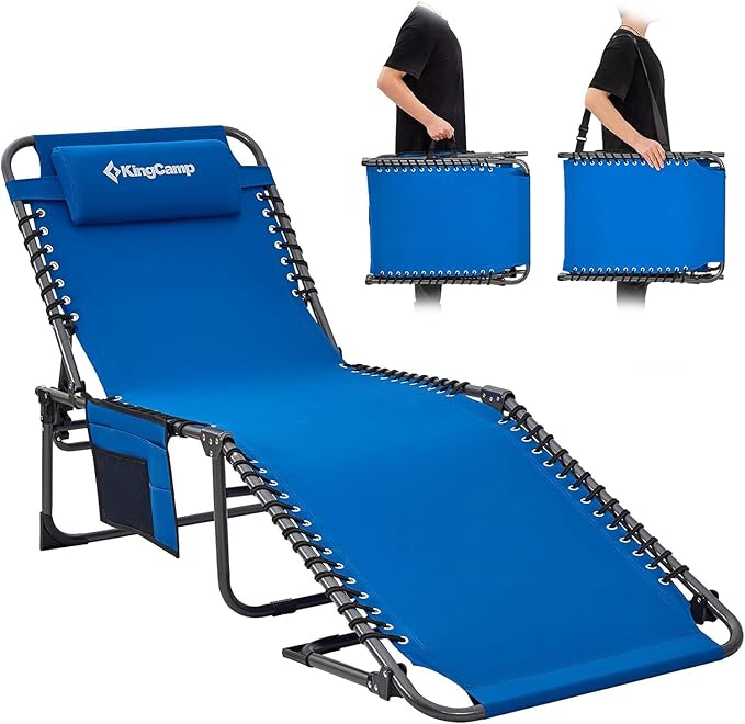 KingCamp Lounge Chair Outdoor, Folding Tanning Chairs Comfy Adjustable by KingCamp