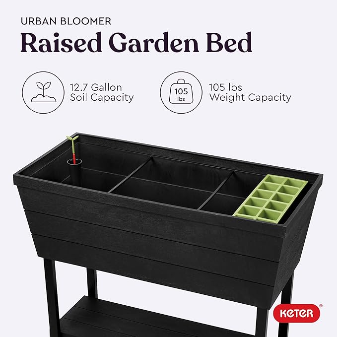 Keter Urban Bloomer 12.7‑Gallon Raised Garden Bed – Elevated Outdoor Planter Box - Image 4