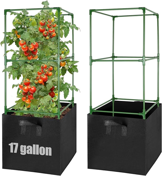 ANPHSIN Tomato Cages with 17 Gallon Grow Bags by ANPHSIN