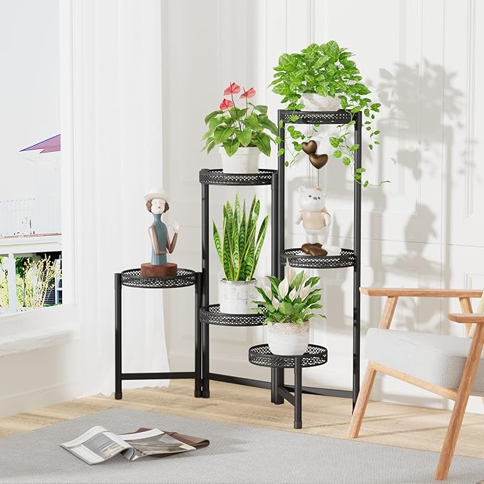 iDavosic.ly Plant Stand Indoor Outdoor, 6 Tier Corner Metal Flower Display - Image 7