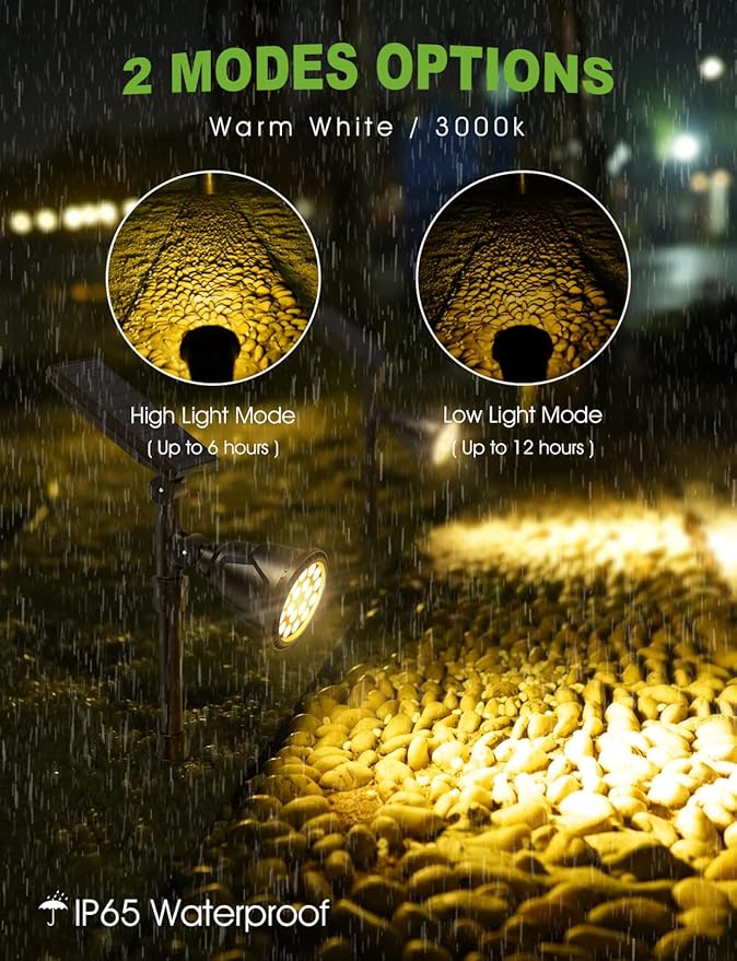 DBF Solar Lights Outdoor, 600LM Solar Spotlights Outdoor Waterproof, 2 - Image 3
