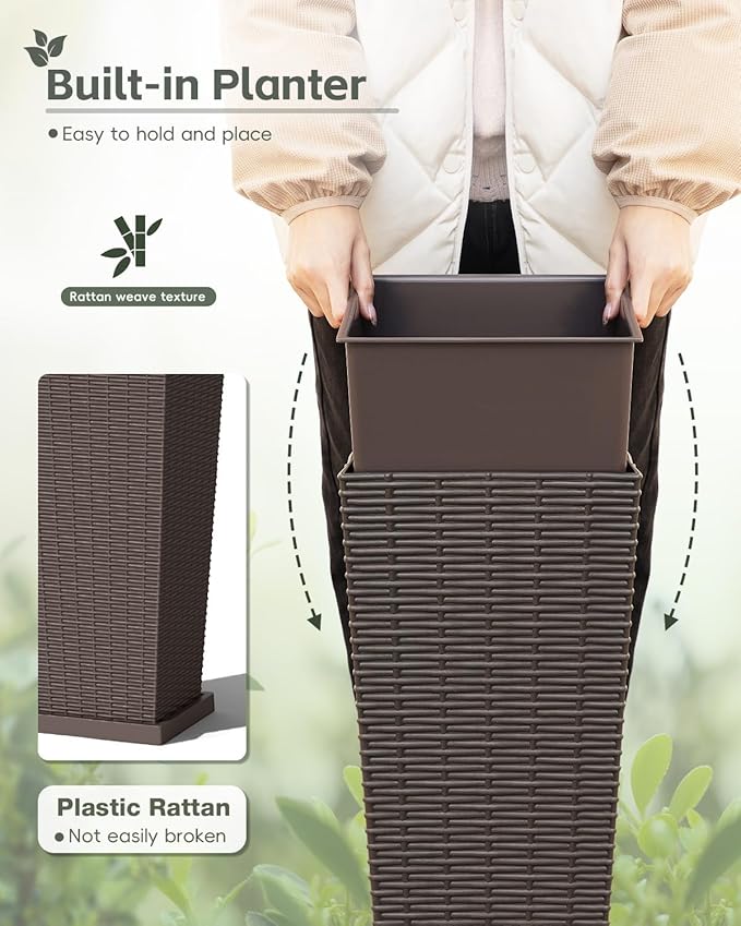 Greesum Set of 2 Tall Plastic Planters - Image 3