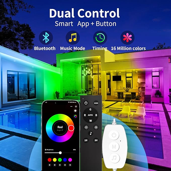 KSIPZE 100ft Outdoor led Strip Lights Waterproof IP68, RGB Outdoor led Lights - Image 2