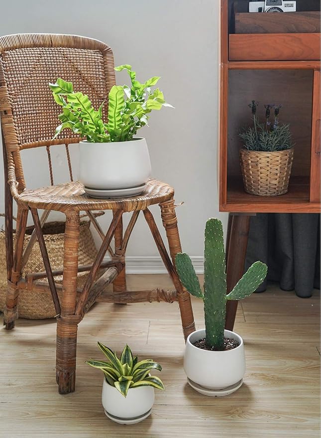 LE TAUCI Ceramic Plant Pots, 4.1+5.1+6.5 inch, Planters - Image 7