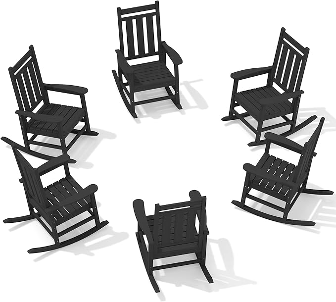 KINGYES Oversized Outdoor Rocking Chair Set of 6, All-Weather Patio Rocking by KINGYES