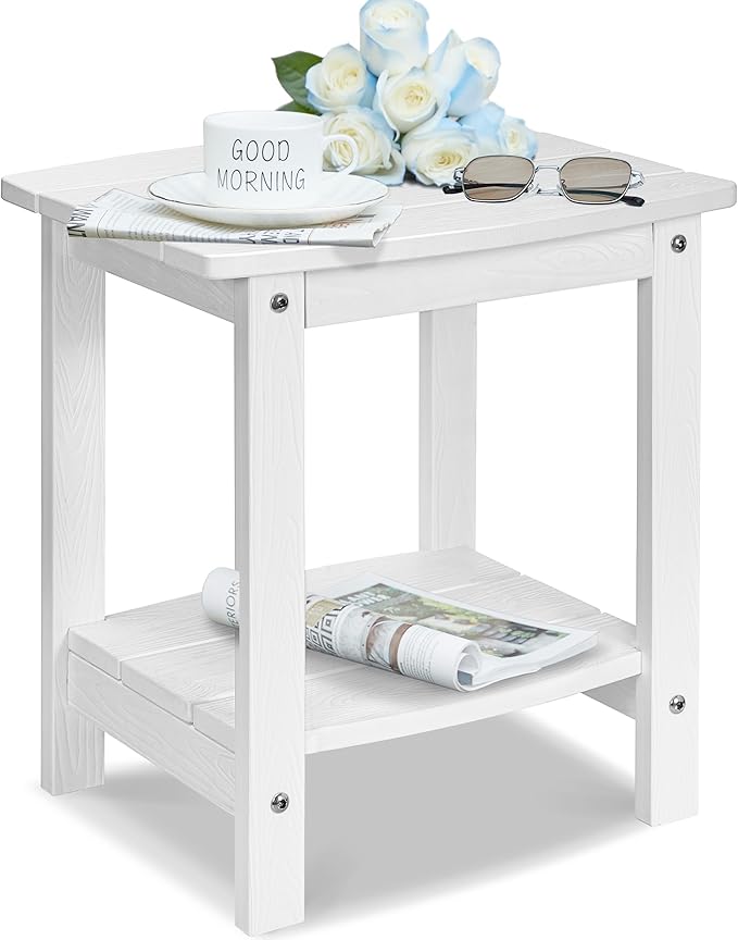 Y&M Outdoor Side Table, HIPS Adirondack Small Double Layer Table, Waterproof by YM