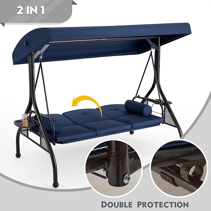 HOMREST 3 Seat Outdoor Porch Swing - Image 4
