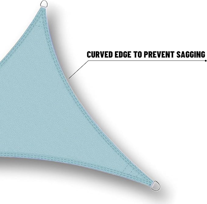 SUNNY GUARD Waterproof Sun Shade Sail 10' x 10' x 14' Sky Blue Triangle UV - Image 4