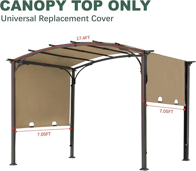 85''x 208'' Universal Doubleton Steel Pergola Replacement Cover - Image 2
