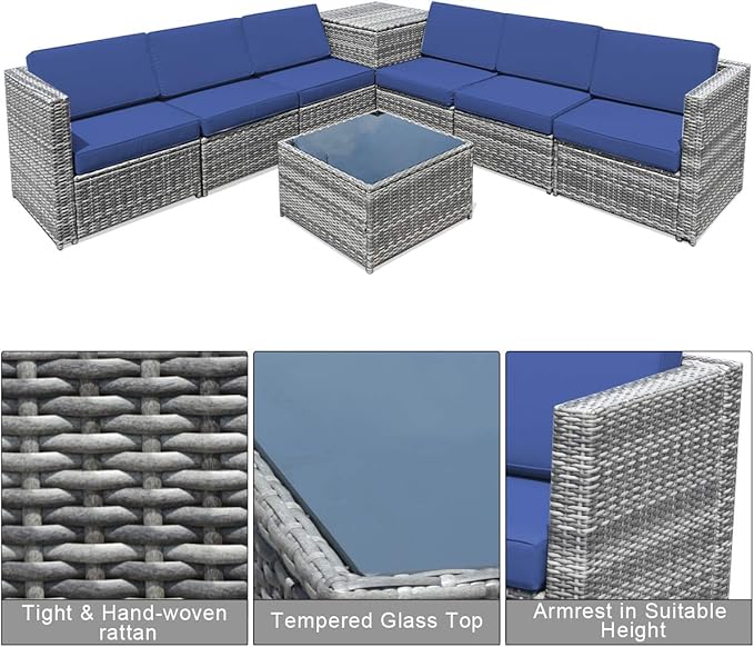 Tangkula 8 Pieces Wicker Patio Furniture Set - Image 6