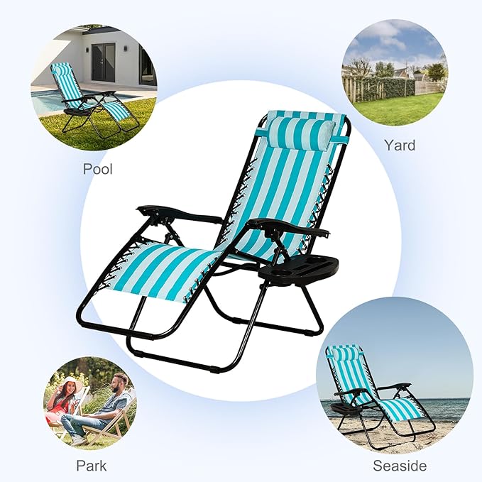 Nazhura Set of 2 Relaxing Recliners Patio Chairs Adjustable Steel Mesh Zero - Image 8