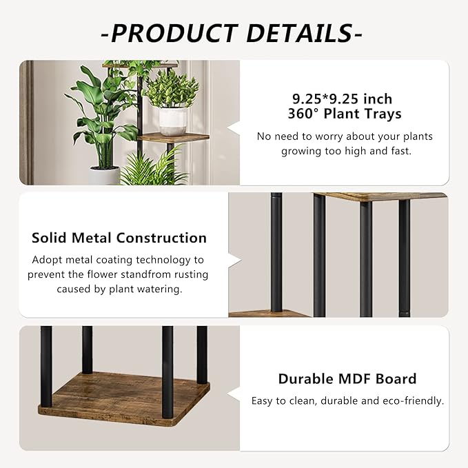 AZERPIAN Plant Stand 6 Tier Indoor Metal Flower Shelf - Image 5