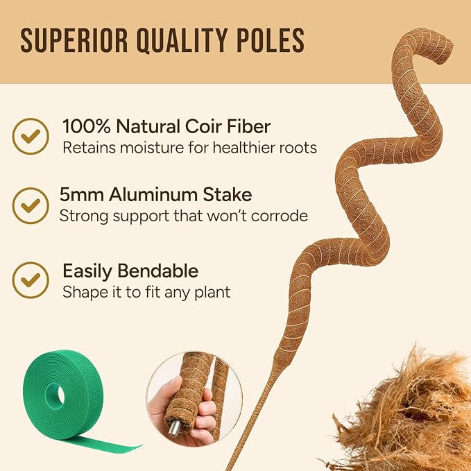 Moss Pole Monstera Plant Support – 48” Bendable Moss Pole Monstera Plant Support - Image 2