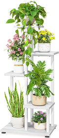 LASZOLA White 5 Tiered Wood Plant Stand Indoor by LASZOLA