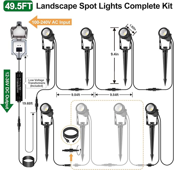 Outdoor Landscape Lighting, 4 Pack LED Outdoor Spot Lights - Image 5