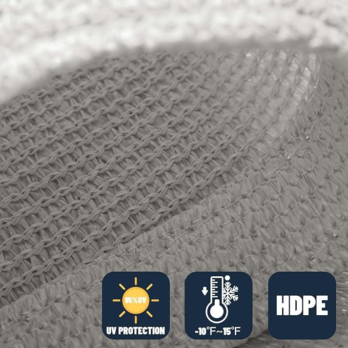 SUNNY GUARD Custom Size 7'x8' Silver Grey Sun Shade Sail Rectangle UV Block - Image 4