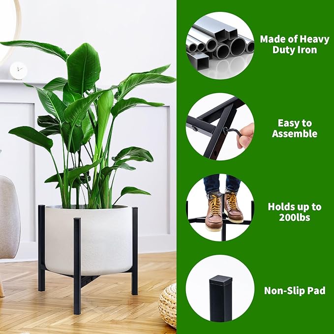 Airpark Plant Stand Indoor Adjustable, Metal Modern Plant Stands, Heavy Duty - Image 4