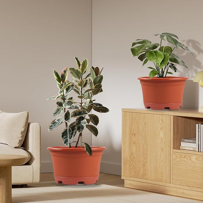 5 Pack 10.5 inch Plant Pots, Planter-Pots-for-Plants-Indoor-Outdoor，Plastic - Image 5