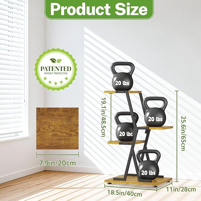 iDavosic.ly 3 Tier Indoor Plant Stand, Corner Tall Metal & Wood Flower Shelf - Image 3