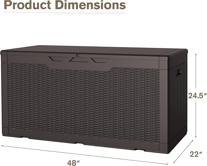 JUMMICO 100 Gallon Resin Deck Box, Waterproof Outdoor Storage Box - Image 5