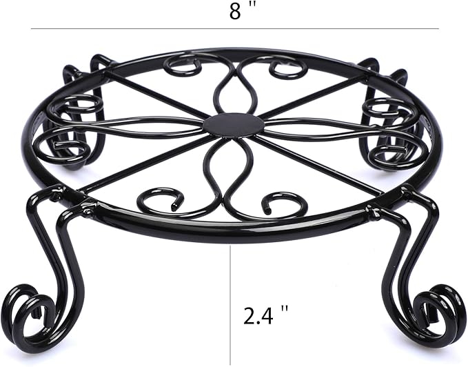 Black Plant Stand for Flower Pot Heavy Duty Potted Holder Indoor Outdoor Metal - Image 2