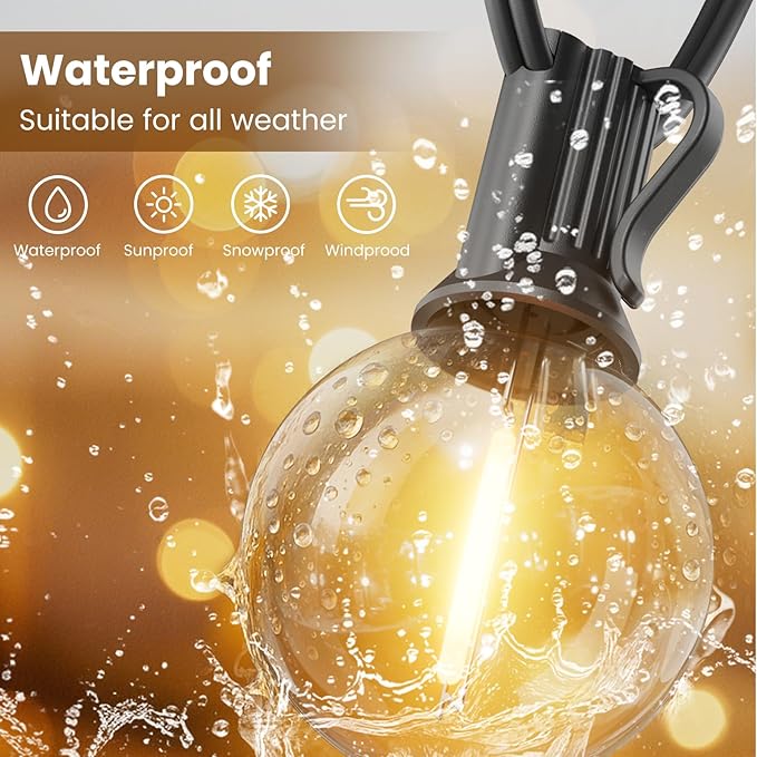 RTTY Dense-Glow Outdoor String Lights 60 ft, G40 Led Patio Globe Lights - Image 4