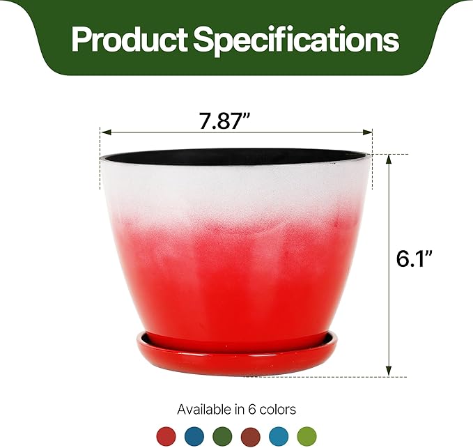 Worth Garden Plastic Round 8" Plant Pots - Image 5