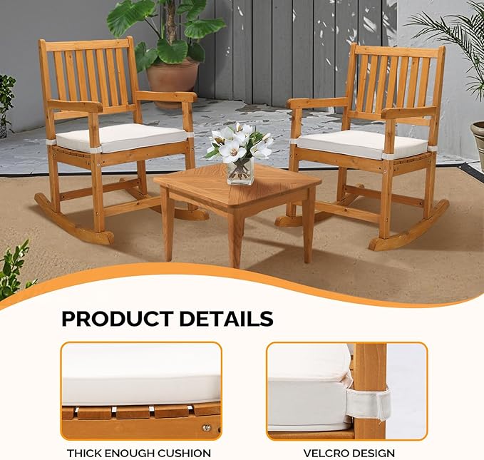 VINGLI Outdoor Rocking Chair, Weatherproof Rocker - Image 6