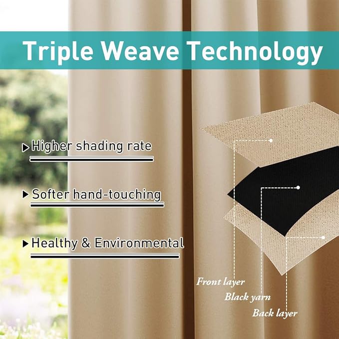 NICETOWN Outdoor Curtain for Patio Waterproof W84 x L84, Detachable Tab Top - Image 5