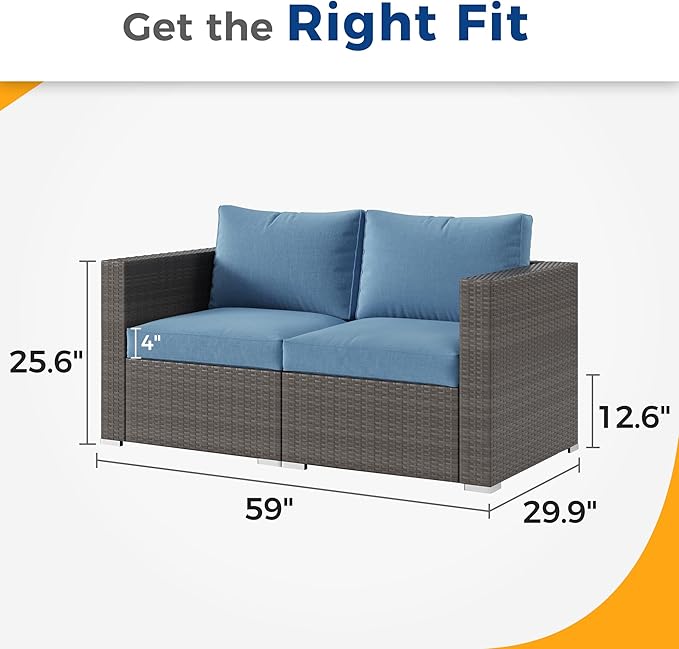 Wisteria Lane Patio Furniture Set, 2 Pieces Wicker Outdoor Furniture Patio Couch - Image 6