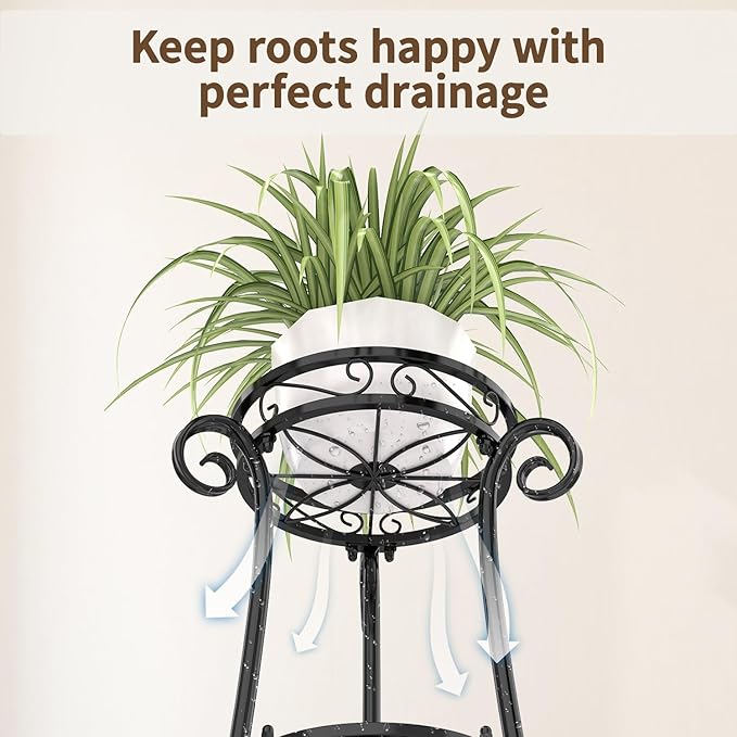 LASZOLA 3 Tier Black Metal Plant Stand - Image 6