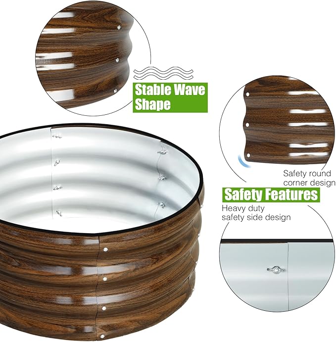 SnugNiture 3 Pcs 2x2x1ft Round Galvanized Raised Garden Bed Kit Outdoor - Image 2