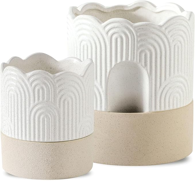 Nihow Self Watering Plant Pot for Indoor Plants: 4.5+6 Inch Ceramic Planter by Nihow