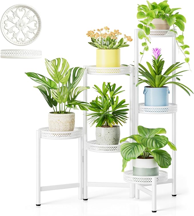 6 Tier Metal Plant Stand, 6 Potted Multiple Flower Pot Holder Shelf, by Unknown