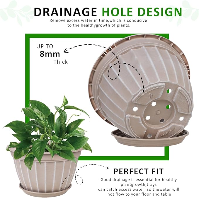 FGstyle 4 Pack Flower Pots, 8 Inch Plants Pot, Planters Pot - Image 3
