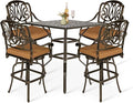 VIVIJASON 5-Piece Bar Height Patio Dining Set, All Weather Cast Aluminum by VIVIJASON