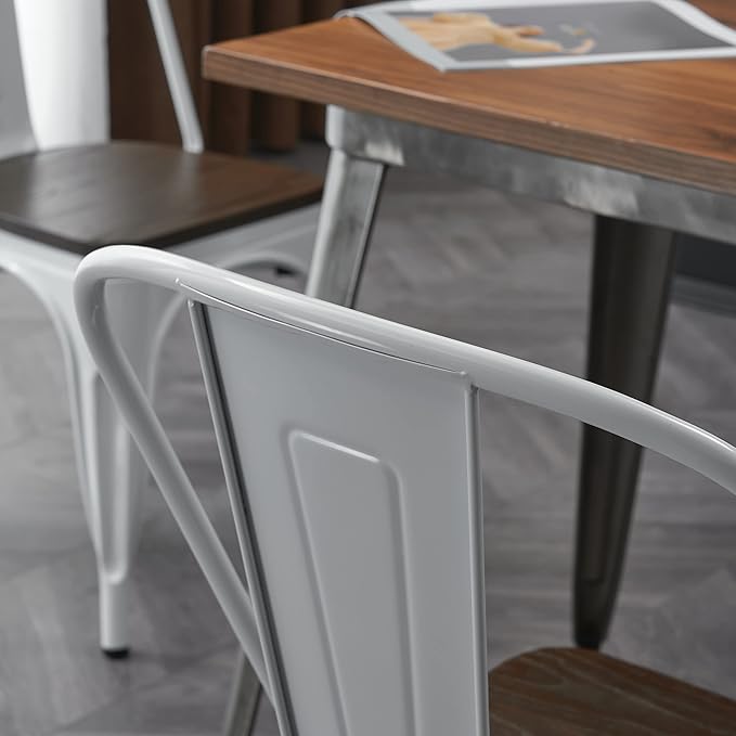 Nazhura Metal Dining Chair Farmhouse Tolix Style - Image 7