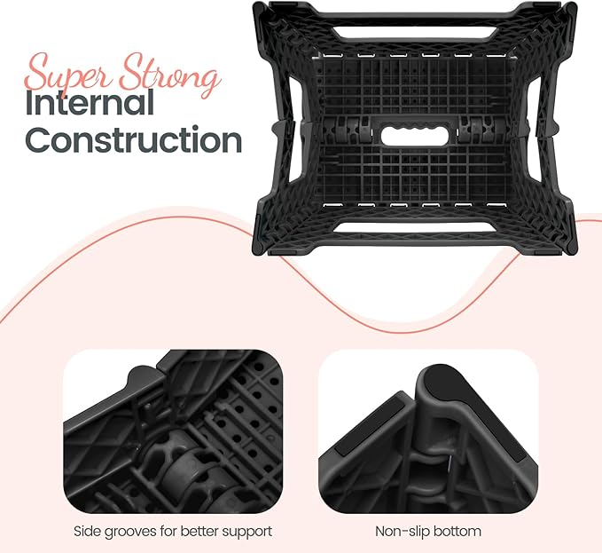 Delxo Folding Step Stool 9 Inch Non-Slip Foldable Stools - Image 6