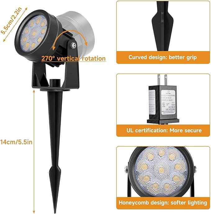 Warm White Spot Lights, Outdoor 3000K LED Spotlights, Outside Landscape - Image 4